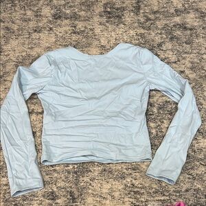 Light Blue Long Sleeve Backless Women's Top